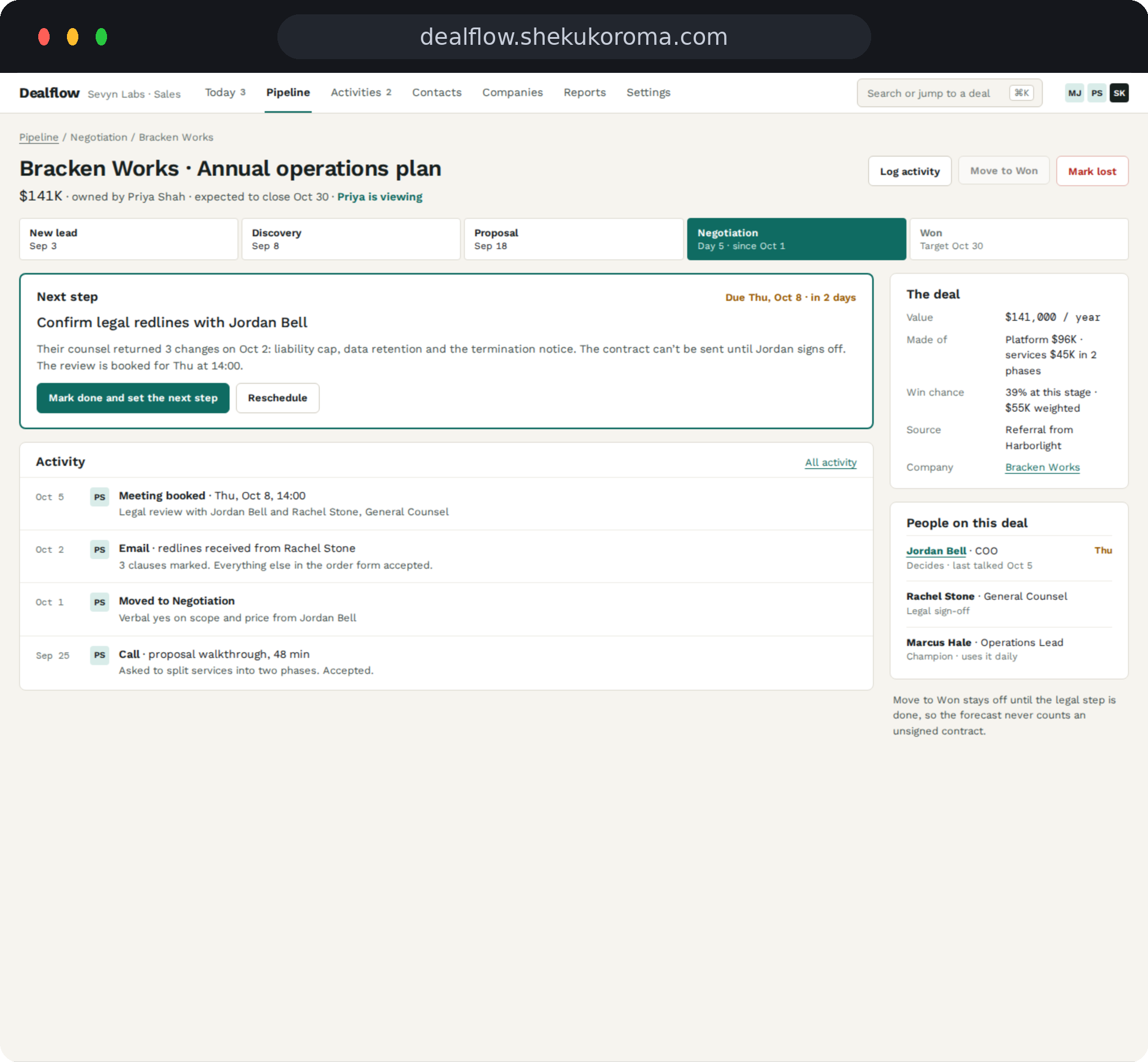 Dealflow — Deal detail UI screenshot